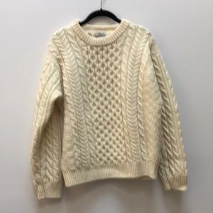 L.L. Bean 100% wool cream cable knit sweater, M